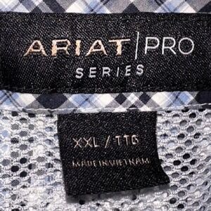 Ariat Pro Series Mens XXL Bg Plaid Button Down Shirt Long Sleeve Western Ny Blue